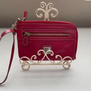 Dooney & Bourke Crimson Leather Wristlet with Front Zip